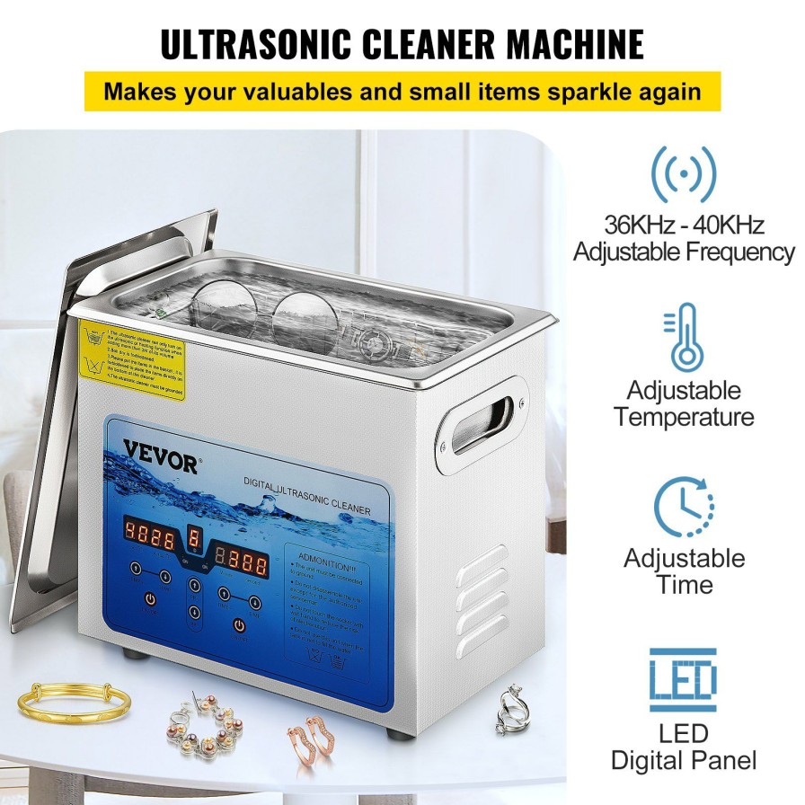 * Hot Sale Vevor Ultrasonic Cleaner Jewelry Cleaning Machine W/ Digital Timer And Heater 3L Wholesale