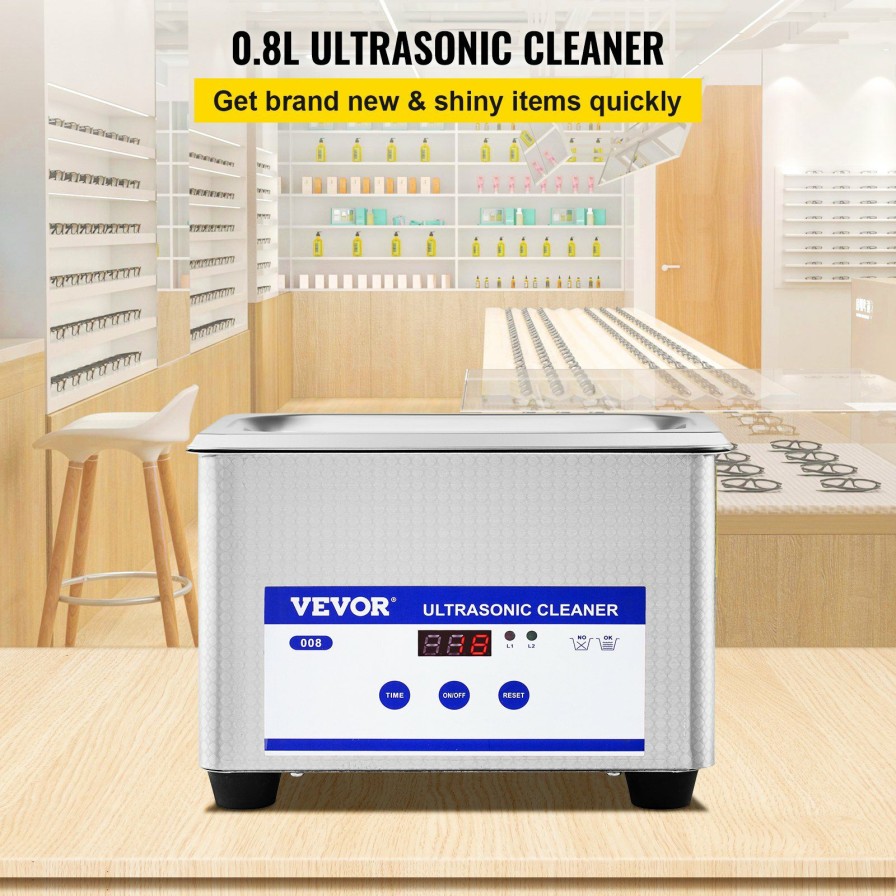 * Flash Sale Vevor 0.8L Ultrasonic Cleaner Digital Sonic Cleaning Equipment Stainless Steel New