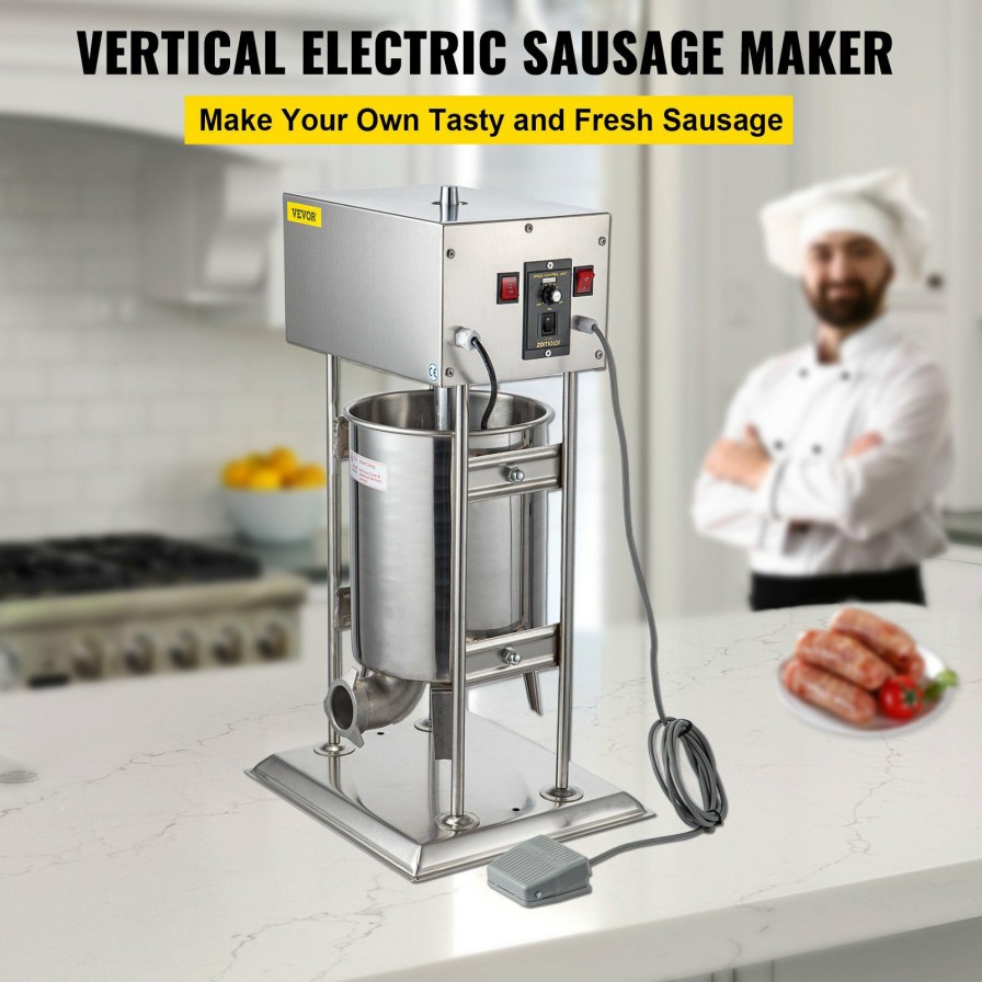 * Outlet Vevor Electric Sausage Filler Sausage Maker Sausage Stuffer 12L Stainless Steel Electric Sausage Filler With 4 Sausage Stuffer Tubes Hot