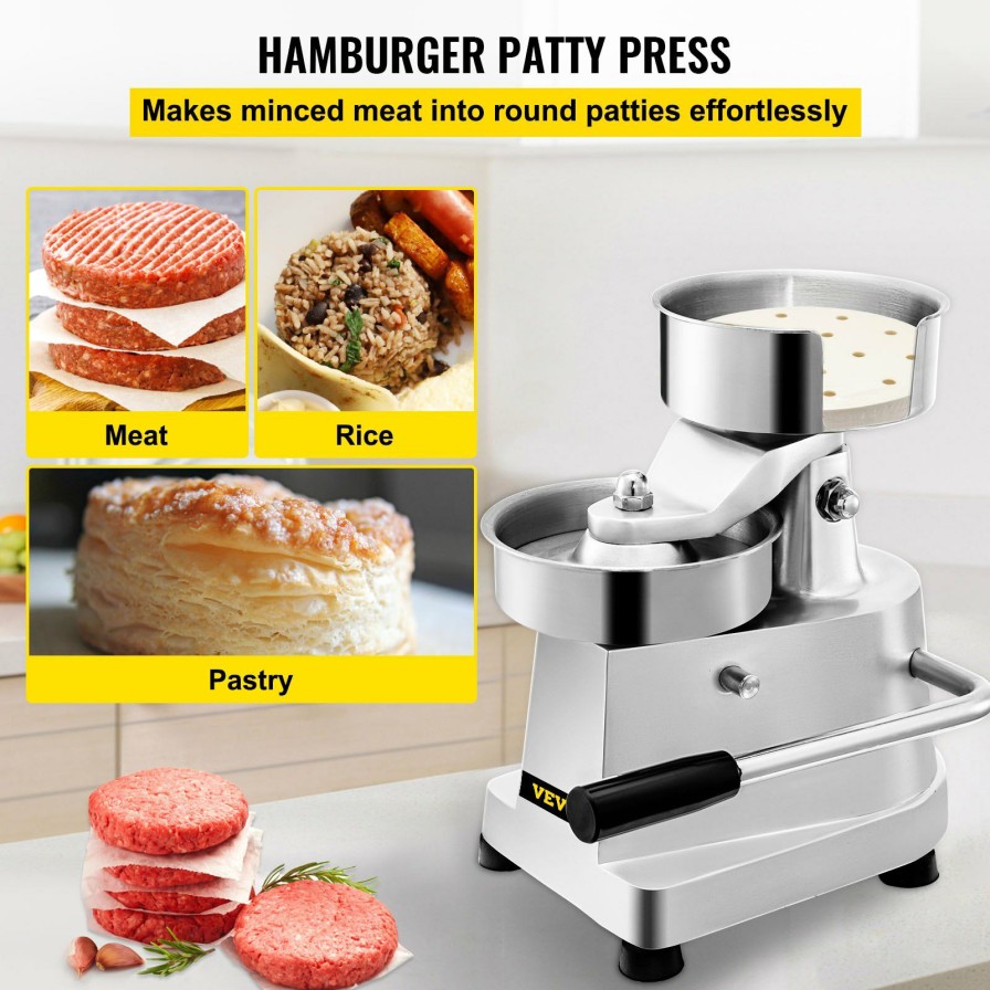 * Wholesale Vevor Commercial Hamburger Patty Maker 150Mm/6Inch Stainless Steel Burger Press Heavy Duty Hamburger Press Meat Patty Maker Hamburger Forming Processor With 1000 Pcs Patty Papers New