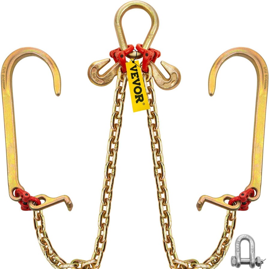 * Brand New Vevor 5/16 2 G80 V-Chain Bridle With 2 Legs & 15 Large J Hooks & T Hooks Best