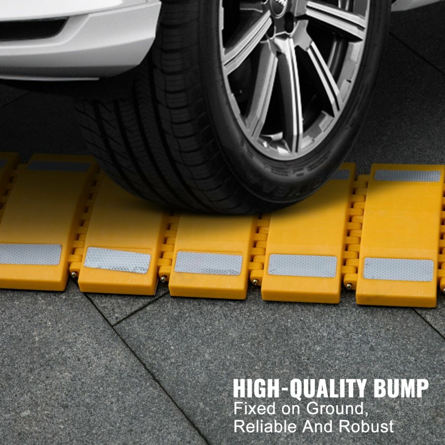 * Top 10 Vevor Portable Speed Bump, 9.8 Ft Length, Speed Hump Rubber Reflective Speed Bumps For Asphalt Concrete Gravel Driveway Roads Parking Lot And Used On Car, Truck, Bus, Trailer, Streets, Shopping Mall Hot