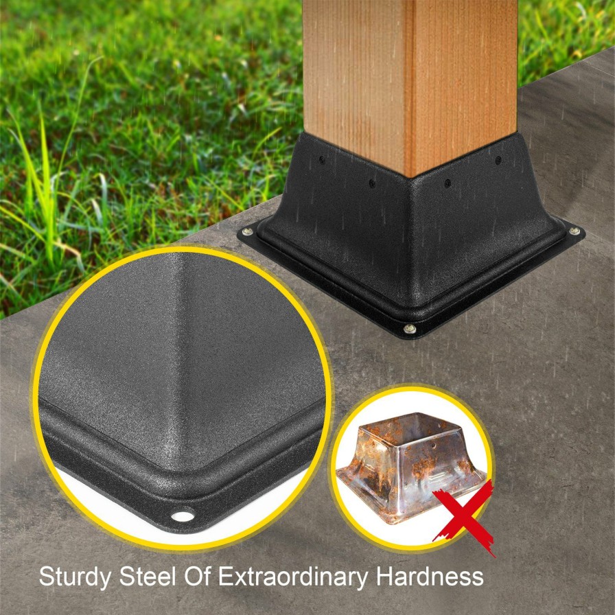 * Brand New Vevor Decking Post Base Black (5-Pack) Rust Resistant Steel Fabrication Clearance