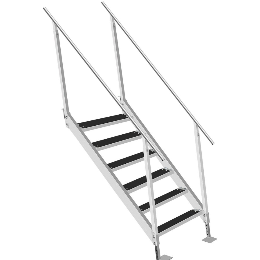 * Coupon Vevor 6 Steps Aluminum Dock Ladder, Boat Dock Ladder 22-Inch Wide Step, Aluminum Boat Ladder Removable Dock Stairs W/Handrails, Welded Boarding Dock Ladder, Stainless Steel Mounting Hardware Wholesale