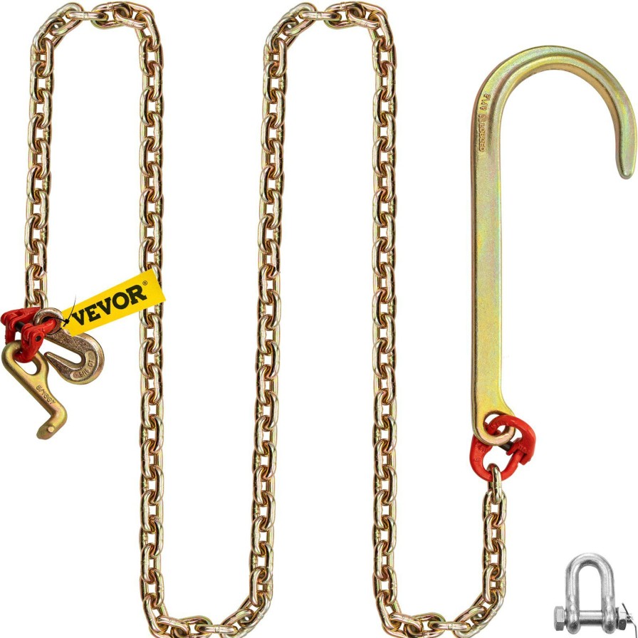 * Promo Vevor 5/16 X10 Long Shank J Hook Tow Chain W/ 15 Large J Hooks & T Hooks X1 Hot