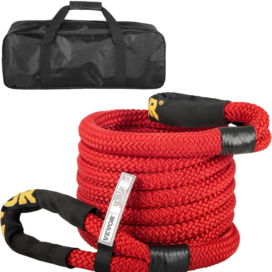 * Cheap Vevor 7/8 X 21 Kinetic Recovery Rope, 21,970 Lbs, Heavy Duty Nylon Double Braided Kinetic Energy Rope W/Loops And Protective Sleeves, For Truck Off-Road Vehicle Atv Utv, Carry Bag Included, Red Online