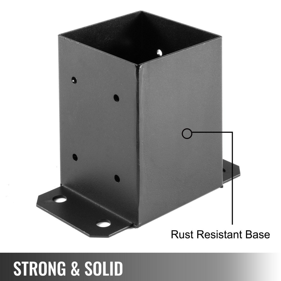 * Best Sale 4 X 4 Post Base, Post Anchor 3 Pcs Black Powder-Coated Bracket For Deck Supports New