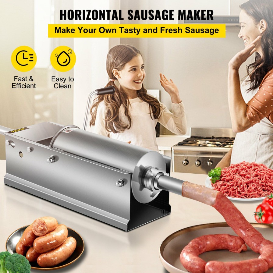 * Buy 5L Horizontal Commercial Home Sausage Stuffer 2 Speed Stainless Meat Press Hot