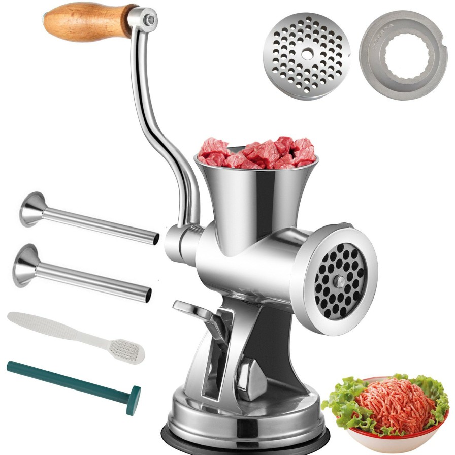 * Hot Sale Vevor Hand Operated Meat Grinder, 304 Stainless Steel Manual Meat Grinder, Multifunction Crank Meat Grinder Sausage Maker Powder Grinder, Household Manual Meat Mincer For Beef Chicken Pepper Mushroom Wholesale