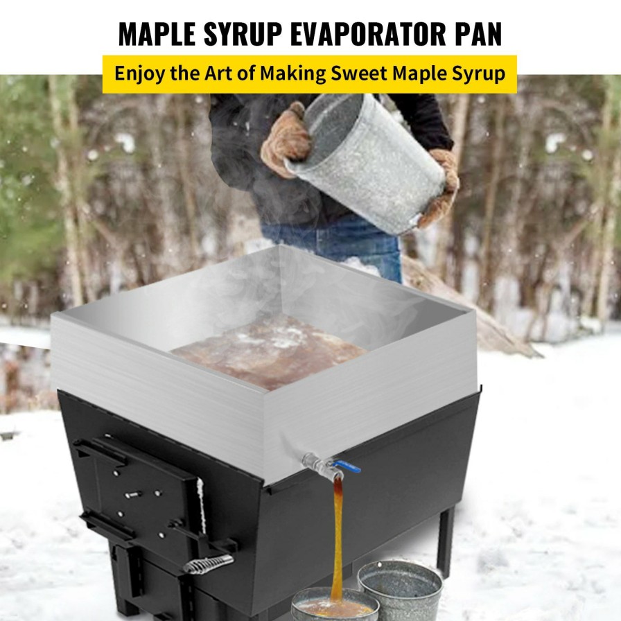 * Best Pirce Maple Syrup Boiling Pan 24 X24 X7 Tig Welded 18Ga Sap Evaporator 3/4 Npt Outlet New