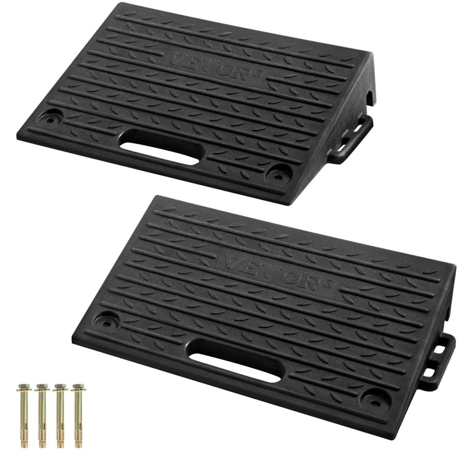 * Promo Vevor Kerb Ramp Rubber Threshold Ramp 4 Rise For Wheelchair Access Ramp-2 Pcs Best