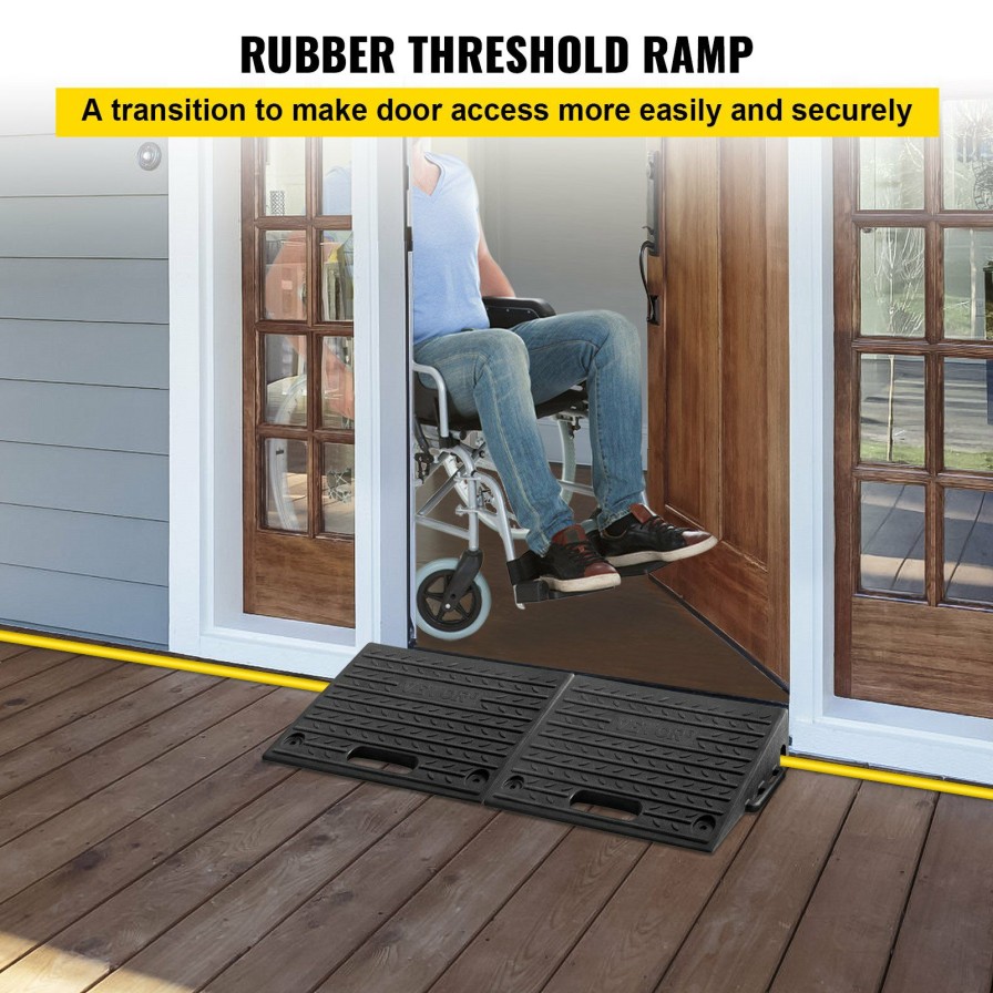 * Promo Vevor Kerb Ramp Rubber Threshold Ramp 4 Rise For Wheelchair Access Ramp-2 Pcs Best