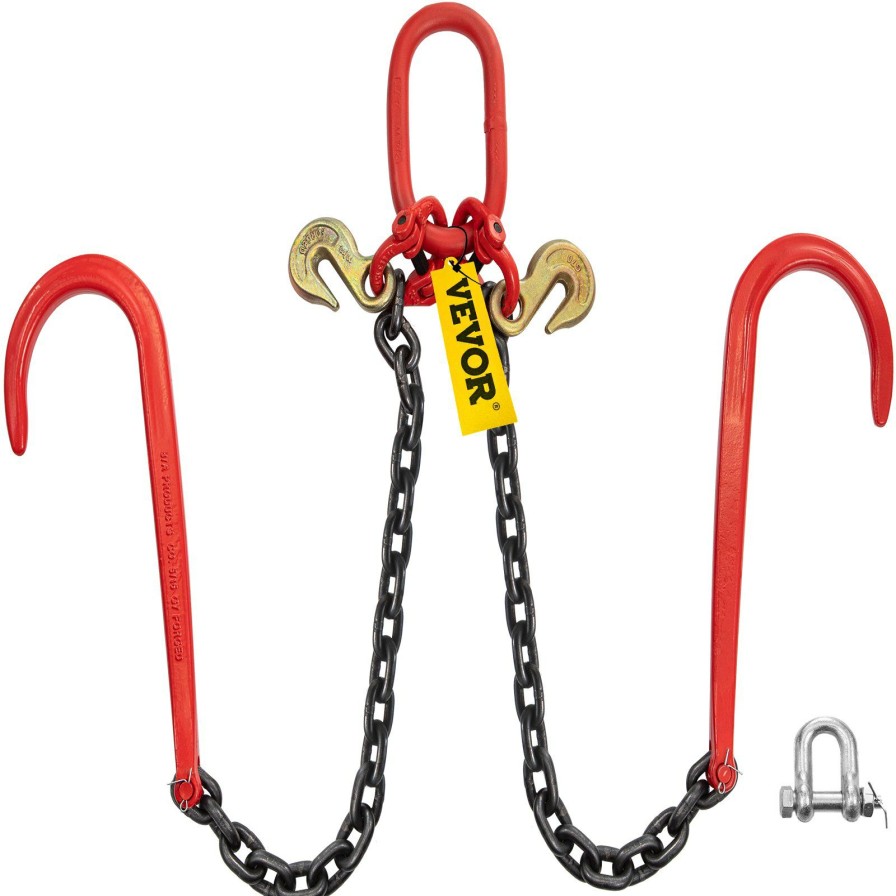 * Flash Sale Vevor V Bridle Chain, 3/8 In X 2 Ft Tow Chain Bridle, Grade 80 V-Bridle Transport Chain, 11023 Lbs Break Strength With J Hooks & Grab Hooks, Heavy Duty Pear Link Connector And Chain Shorteners Online