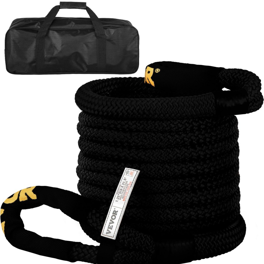 * Best Reviews Of Vevor 1-1/4 X 31.5 Recovery Tow Rope, 52,300 Lbs, Heavy Duty Nylon Double Braided Kinetic Energy Rope W/Loops And Protective Sleeves, For Truck Off-Road Vehicle Atv Utv, Carry Bag Included, Black Best