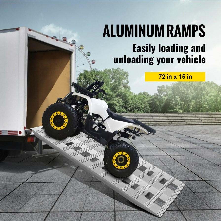 * Top 10 72 X15 Aluminum Ramps 6500Lbs Car Trailer Truck 1 Pair Ramps Hot