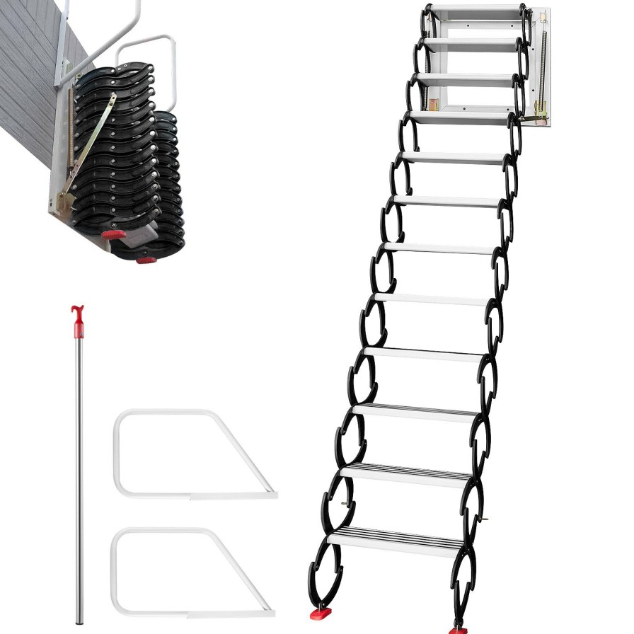 * Cheapest Vevor Attic Steps Pull Down Attic Stairs 12 Steps Pulldown Attic Stairs Black Online