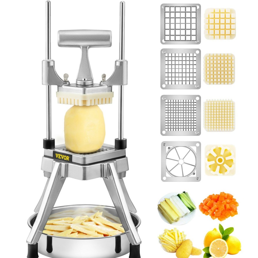 * Wholesale Vevor Commercial Vegetable Fruit Chopper, Stainless Steel French Fry Cutter W/ 4 Blades 1/4 3/8 1/2 , Vegetable Chopper Dicer W/Stainless Bowl, Heavy Duty Cutter For Potato Tomato Onion Mushroom Wholesale