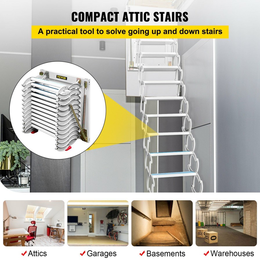 * Best Pirce Vevor Attic Steps Pull Down Attic Stairs 12 Steps Pulldown Attic Stairs White Best