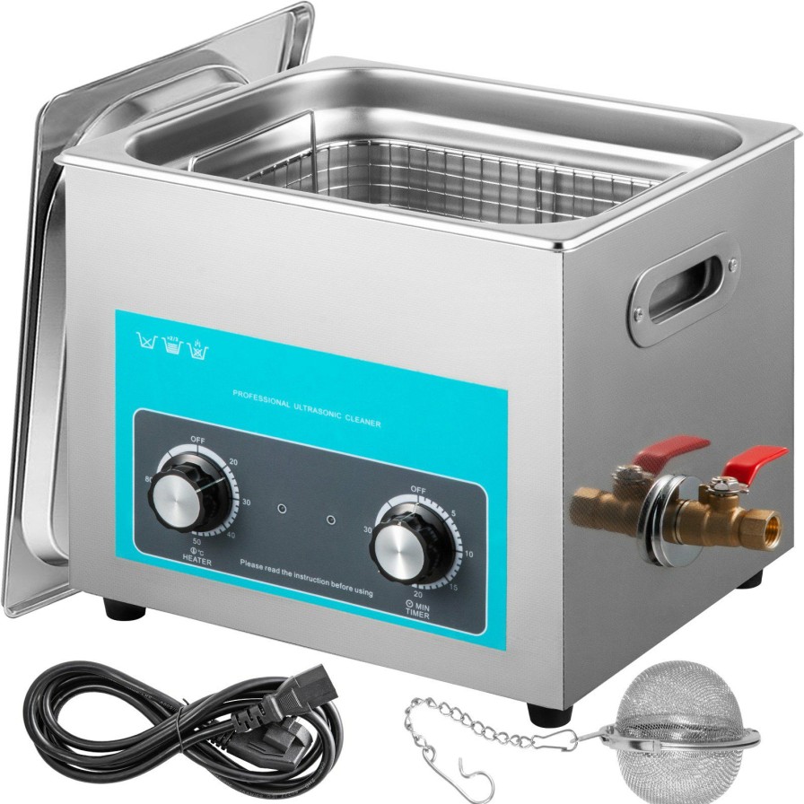 * Top 10 Vevor 10L Ultrasonic Cleaner 640W Stainless Steel Knob Control W/ Heater & Timer Clearance