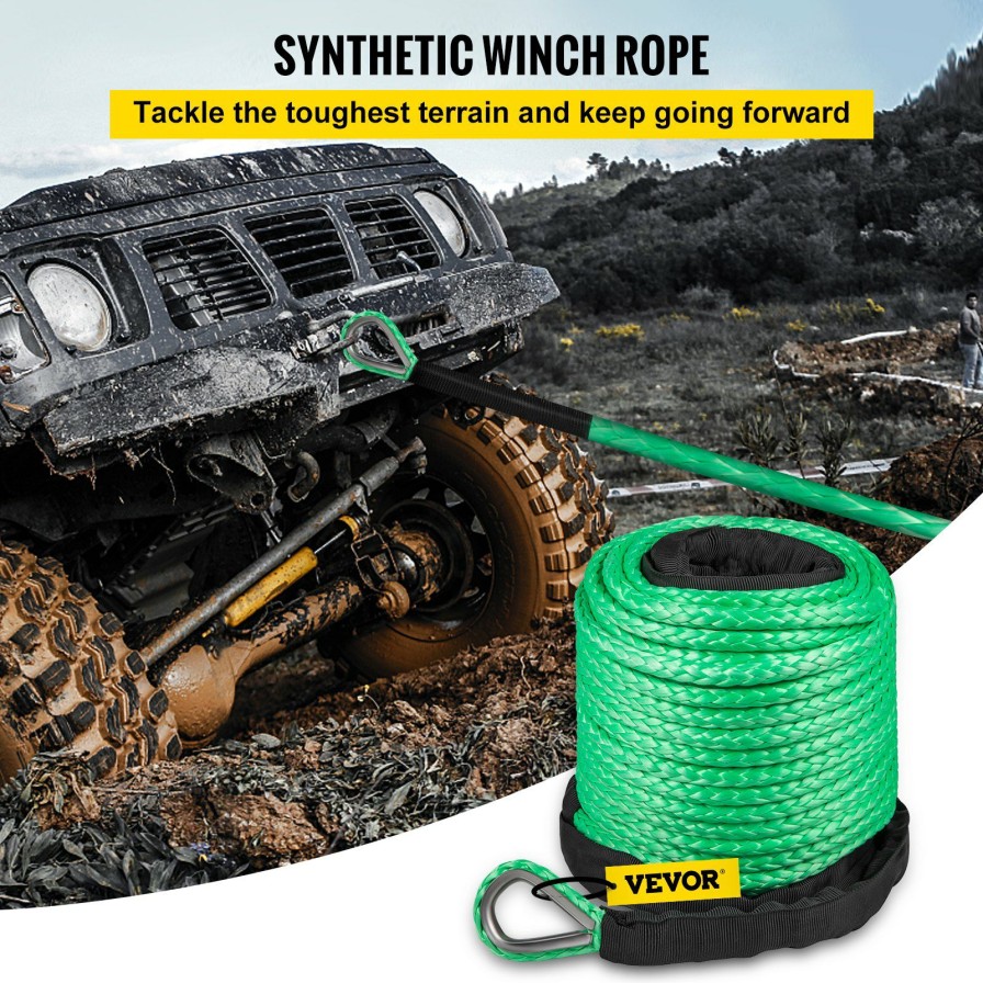 * Best Sale Synthetic Winch Rope Line Cable 5/16 X 100 12000 Lb Capacity Atv Utv Green Best