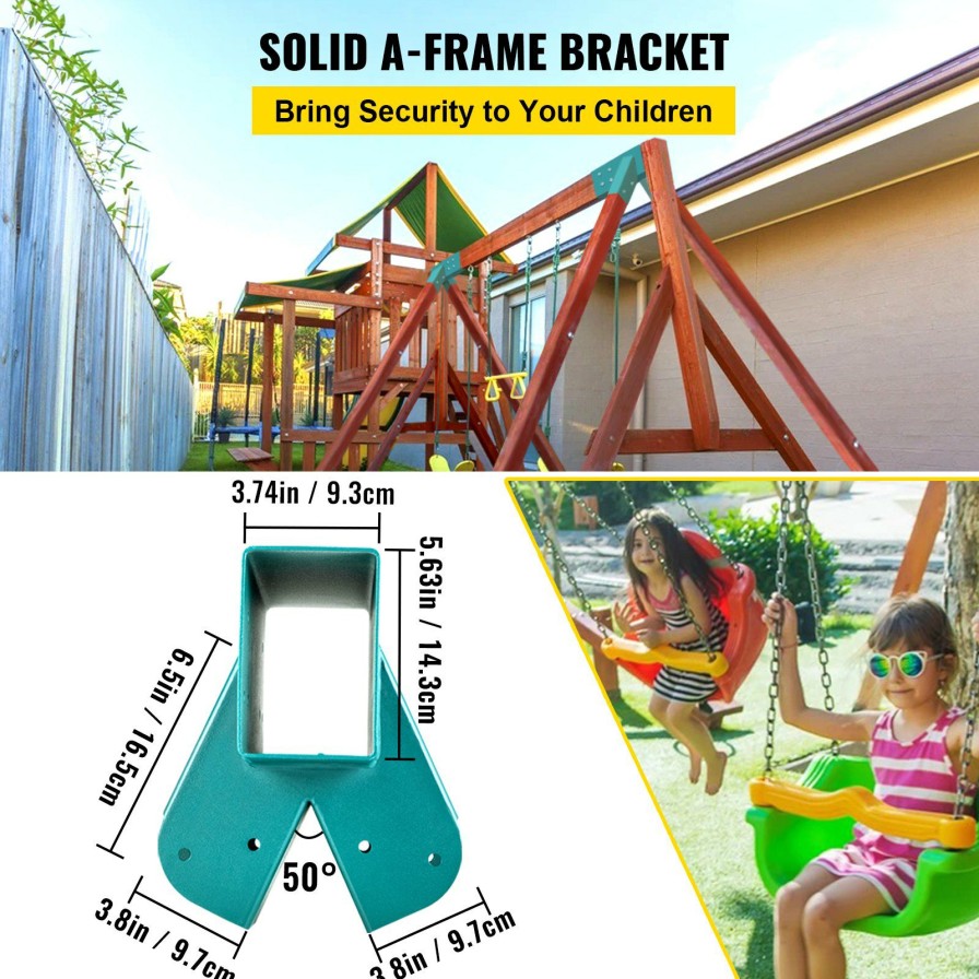 * Budget Vevor Swing Set Bracket 12 Swing Bracket A-Frame Construction Swing Set Hardware Iron Material With Green Powder Coated Diy Swing Set Brackets Kit Swing Set Kit For 2(4 4) Legs 1(4 6) Beam-2Pcs Clearance