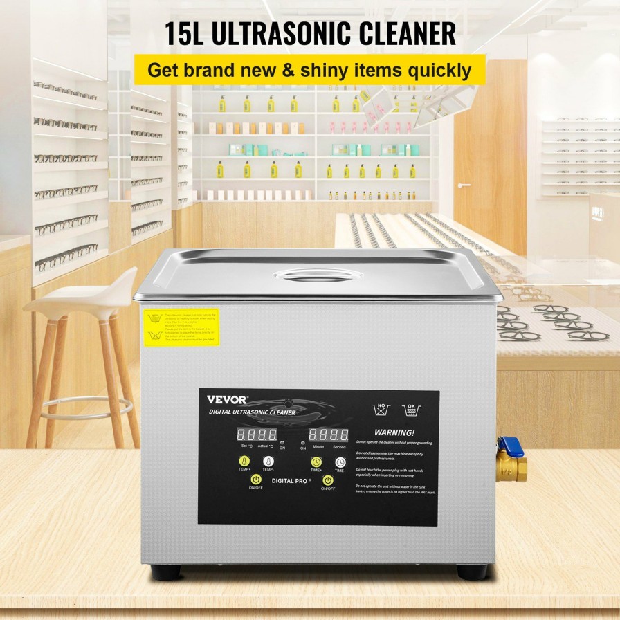 * Promo Vevor Digital Ultrasonic Cleaner Ultrasonic Cleaning Machine 15L Stainless Steel Best