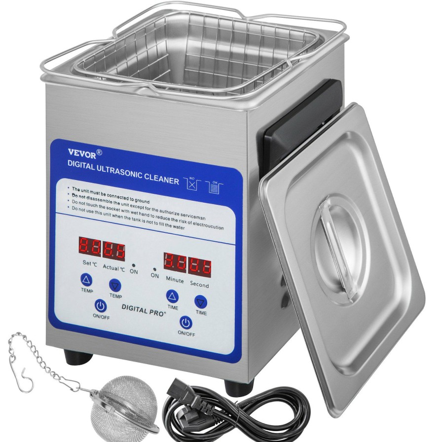 * Brand New Vevor Digital Ultrasonic Cleaner 2L Ultrasonic Cleaning Machine 40Khz Sonic Cleaner Machine 316 & 304 Stainless Steel Ultrasonic Cleaner Machine With Heater & Timer For Cleaning Jewelry Glasses Watch Hot