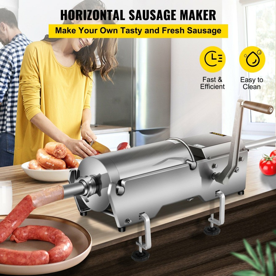 * Coupon Horizontal Sausage Stuffer Manual Sausage Stuffing Machine 7.8L Stainless Steel Best