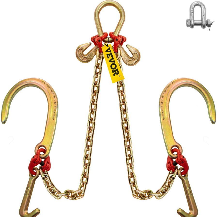 * Deals Vevor V Chain With Tj Hooks And Crab Hooks, 23.6 X0.3 G80 Alloy Steel Chain J Hook Chains For Towing, 9260 Lbs Working Load Limit Bridle Tow Chain, Bridle Chain Truck Towing Straps Safe Hook 2Pcs Online