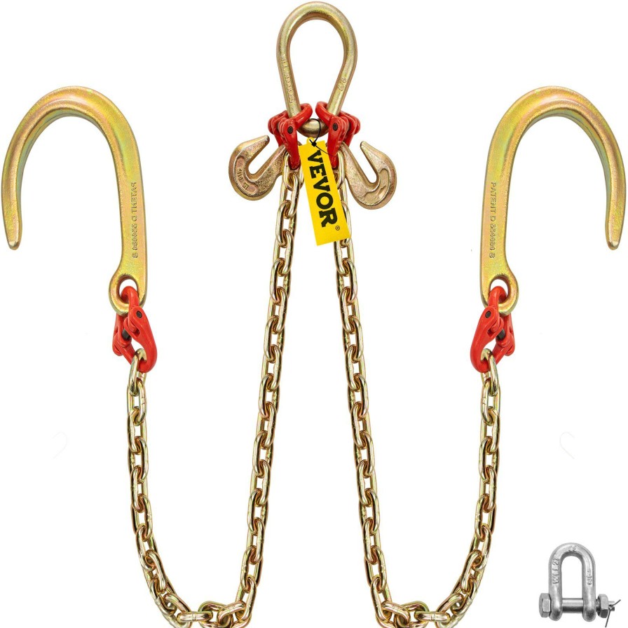 * Best Reviews Of Vevor V Bridle Chain, 5/16 In X 2 Ft Bridle Tow Chain, Grade 80 V-Bridle Transport Chain, 9260 Lbs Break Strength With Tj Hooks And Crab Hooks, Heavy Duty Pear Link Connector And Chain Shorteners Clearance