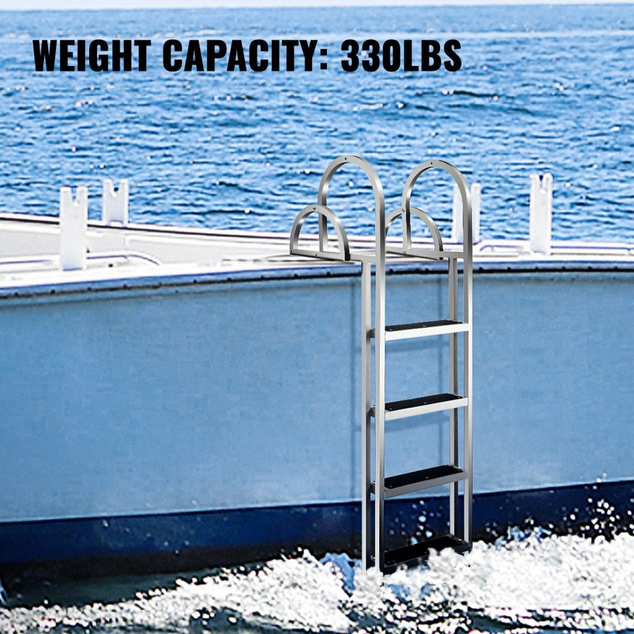 * Outlet Vevor Aluminum Dock Ladder Boat Ladder 4-Step, Flip Up Ladder For Dock, Swimming Online