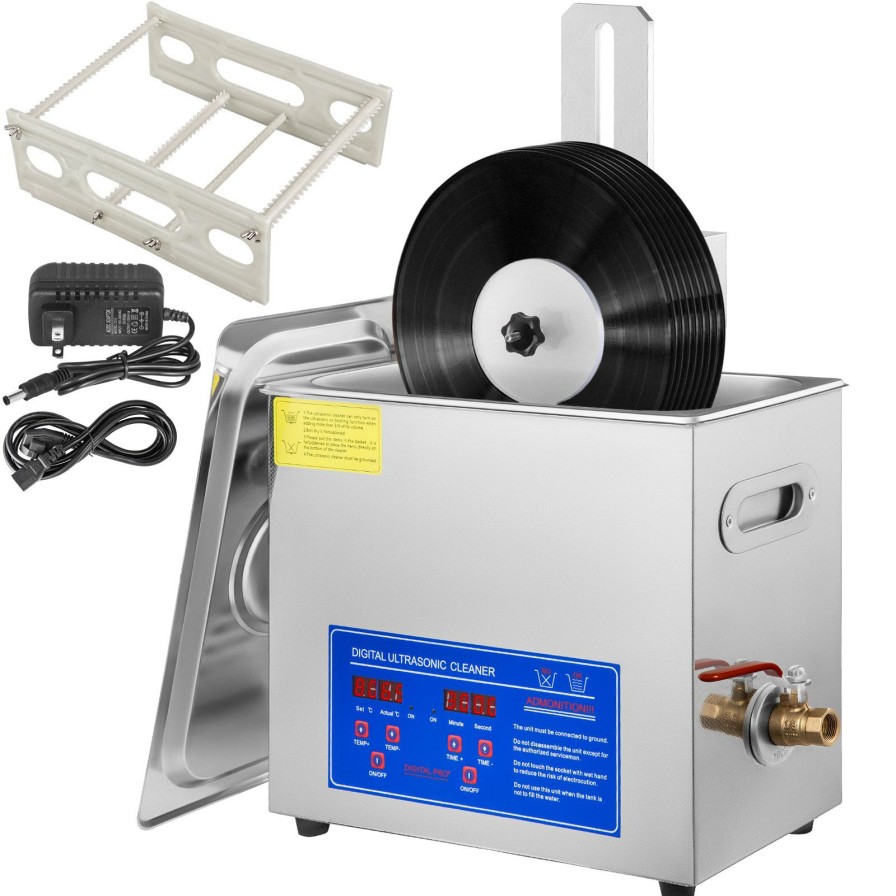 * Best Deal 6L Ultrasonic Vinyl Record Cleaning Machine Complete Kit W/ Drying Rack Wholesale