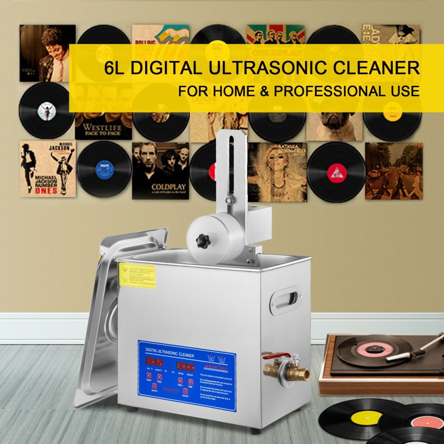 * Best Deal 6L Ultrasonic Vinyl Record Cleaning Machine Complete Kit W/ Drying Rack Wholesale