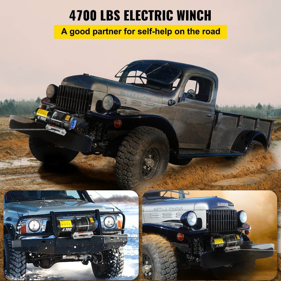 * Discount Vevor Electric Winch Truck Winch 12V 4700 Lbs Synthetic Rope Atv Winch Off Road Clearance