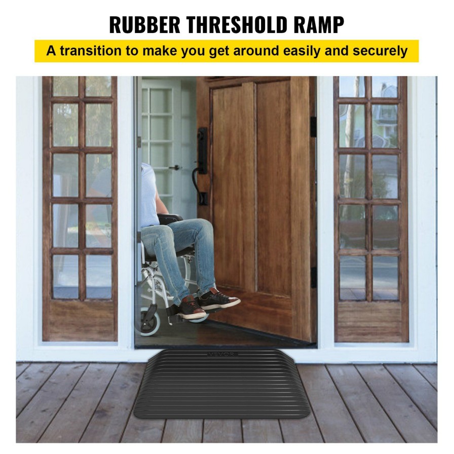 * Discount Vevor Rubber Threshold Ramp, 3.5 Rise Threshold Ramp Doorway, Recycled Rubber Power Threshold Ramp Rated 2200Lbs Load Capacity, Non-Slip Surface Rubber Solid Threshold Ramp For Wheelchair And Scooter Online