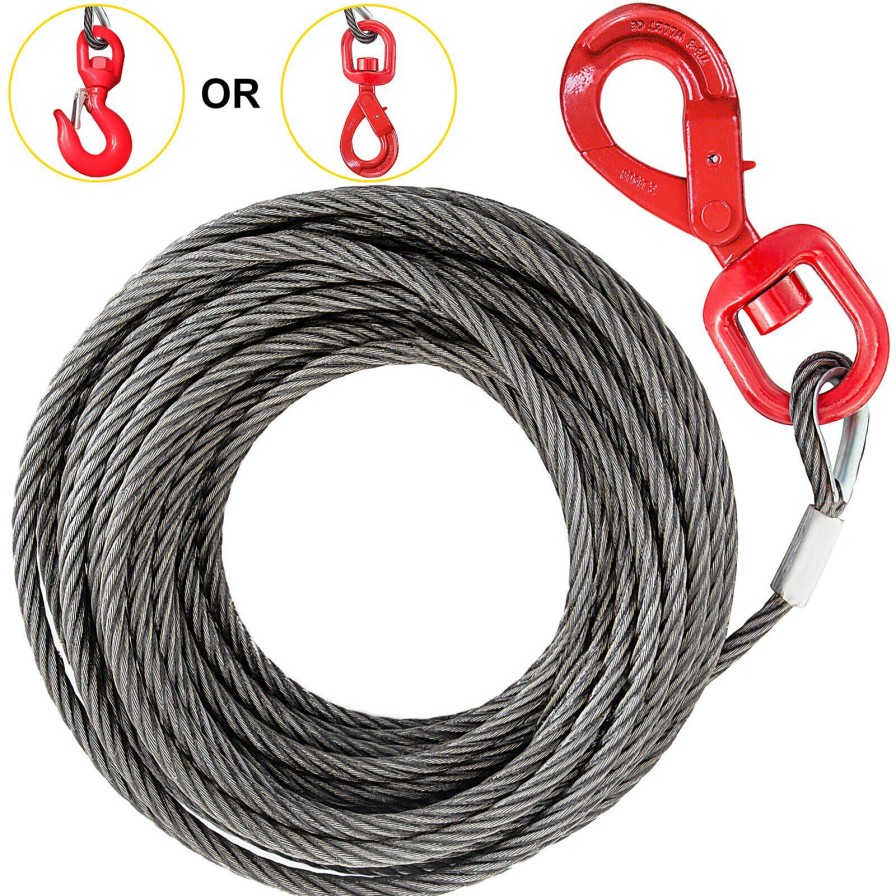 * Outlet Wire Rope Winch Cable 3/8 X 50 Self-Locking Swivel Hook Tow Truck Flatbed Wholesale