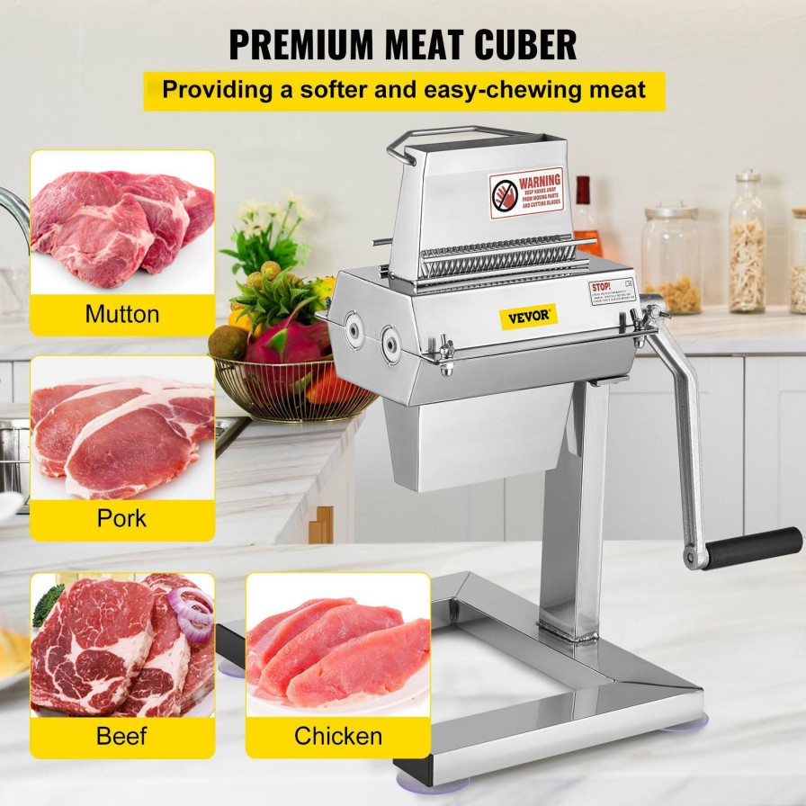 * New Vevor Meat Tenderizer Machine, 5 In/12.5 Cm Cutting Width, Manual Steak Tenderizer With Stainless Steel Blades And C-Clamp Combs, Heavy Duty Construction Used For Tendering Pork Beef Mutton Online